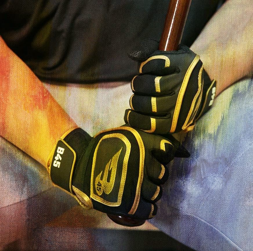 black and gold youth batting gloves