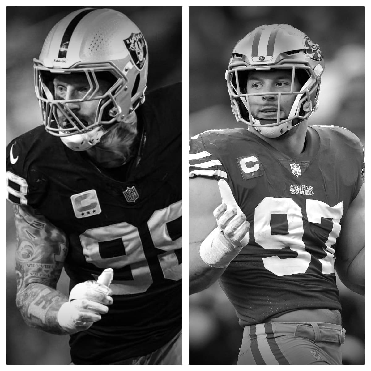 Maxx Crosby vs Nick Bosa Stats Comparison Career Side by Side Records