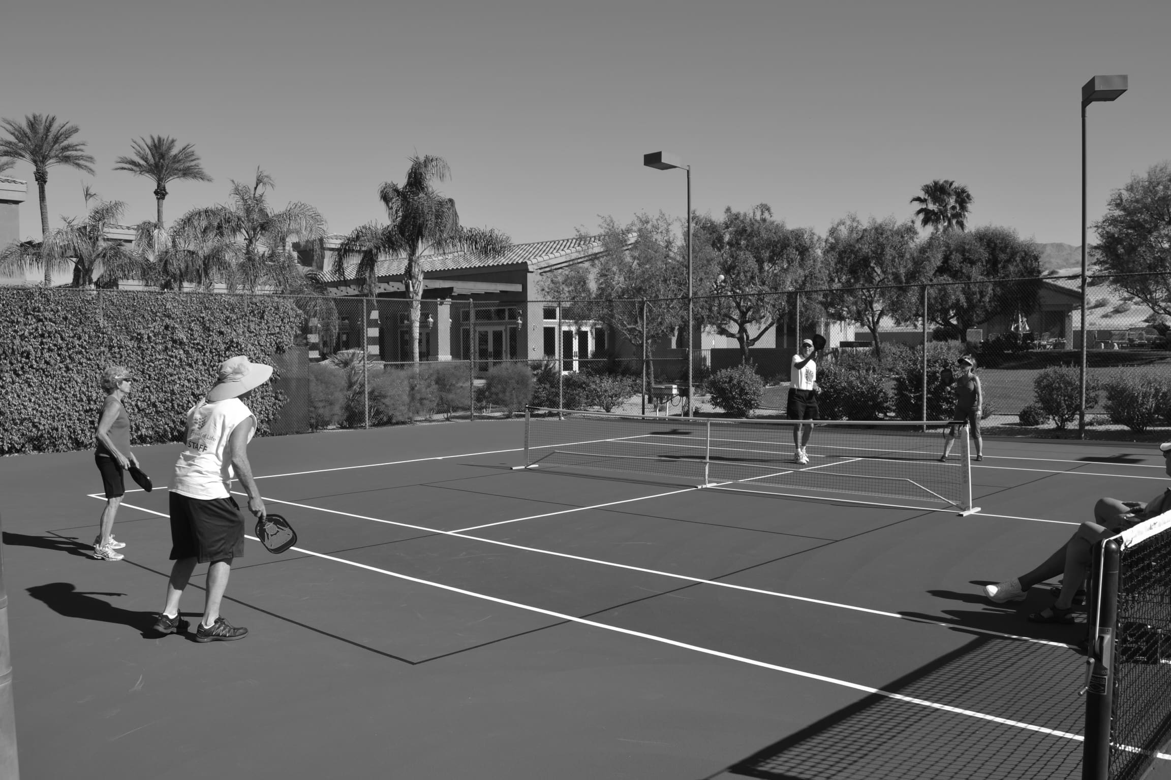 pickleball court on tennis court